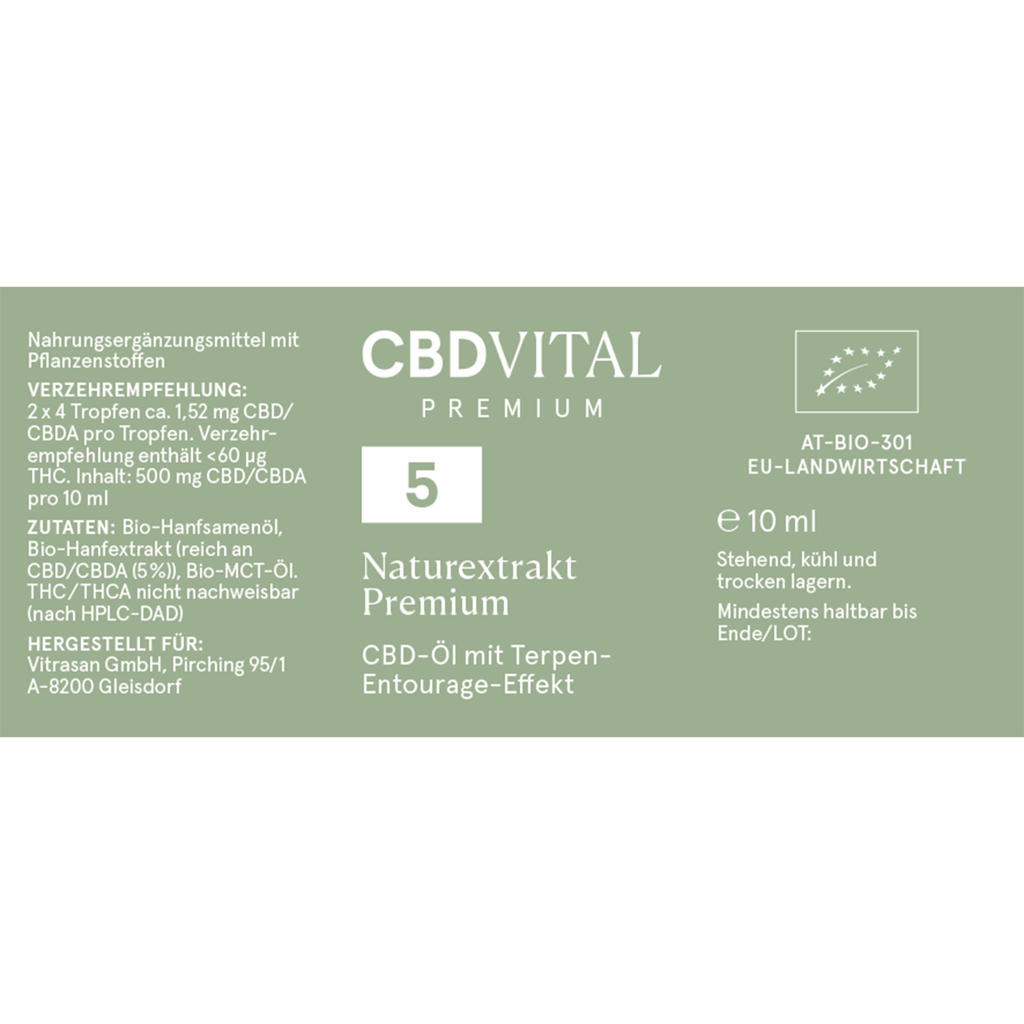 CBD Naturextrakt Premium Öl 5% | 10ml